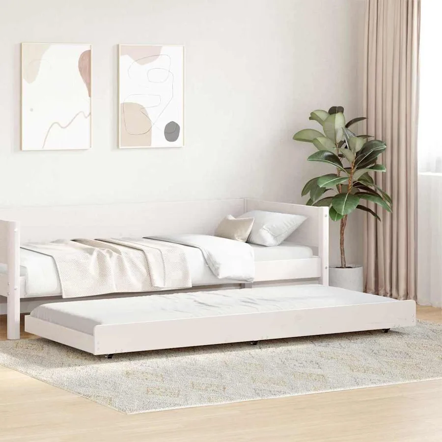 Cadre de lit Blanc 100 x 200 cm Pin massif - 3