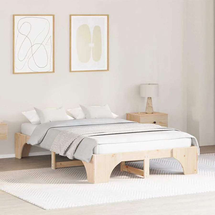 Cadre de lit Naturel 120 x 200 cm Pin massif