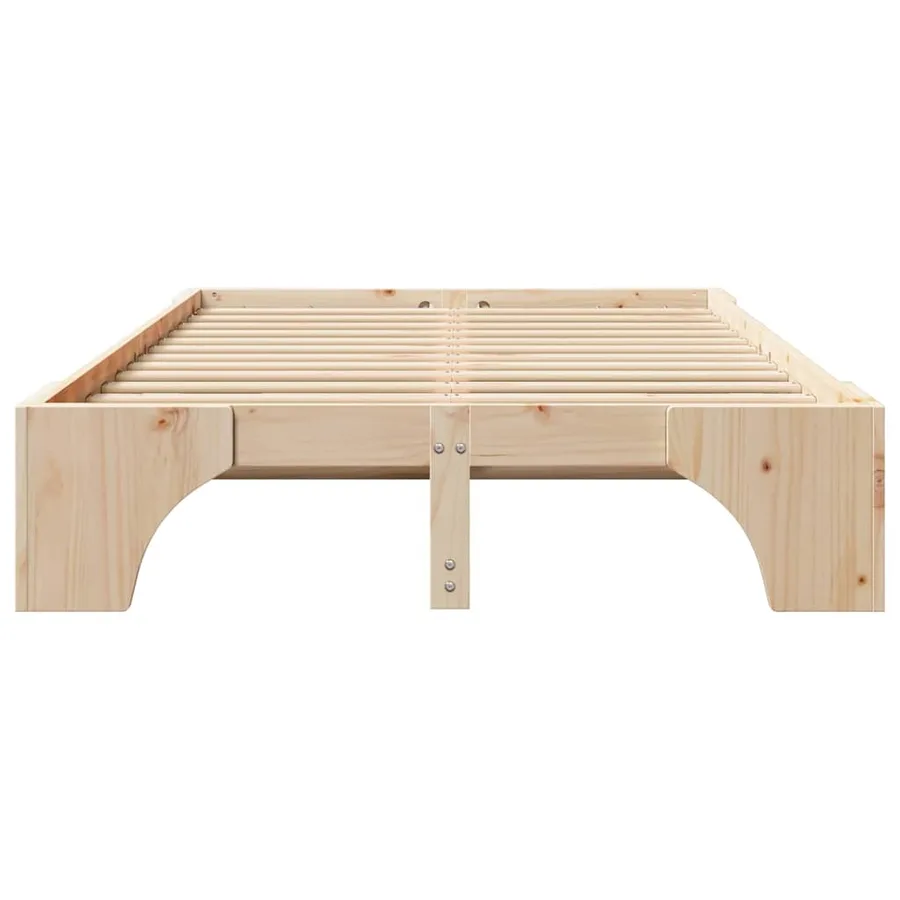Cadre de lit Naturel 135 x 190 cm Pin massif - 5