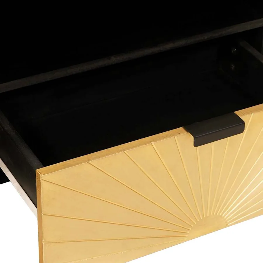 Meuble TV Noir et or 80 x 33 x 46 cm Bois d'ingénierie - 7
