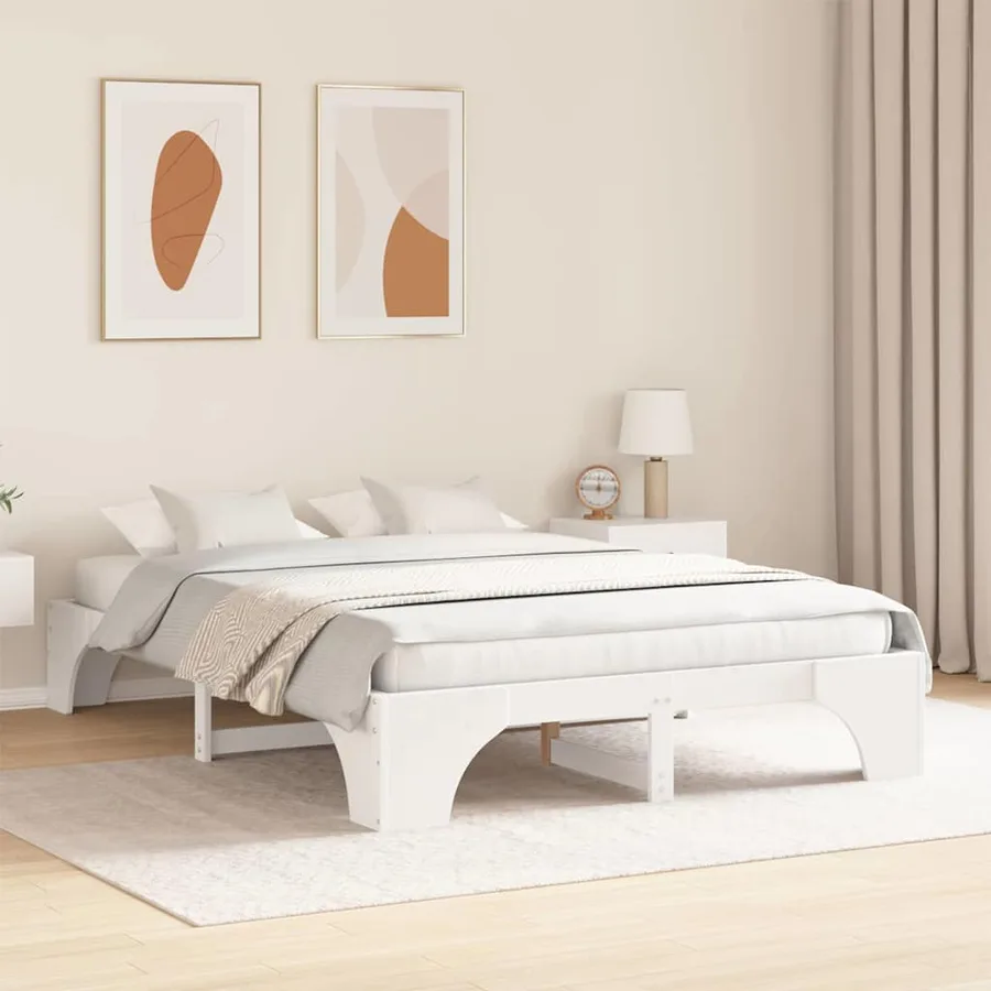 Cadre de lit Blanc 160 x 200 cm Pin massif - 3