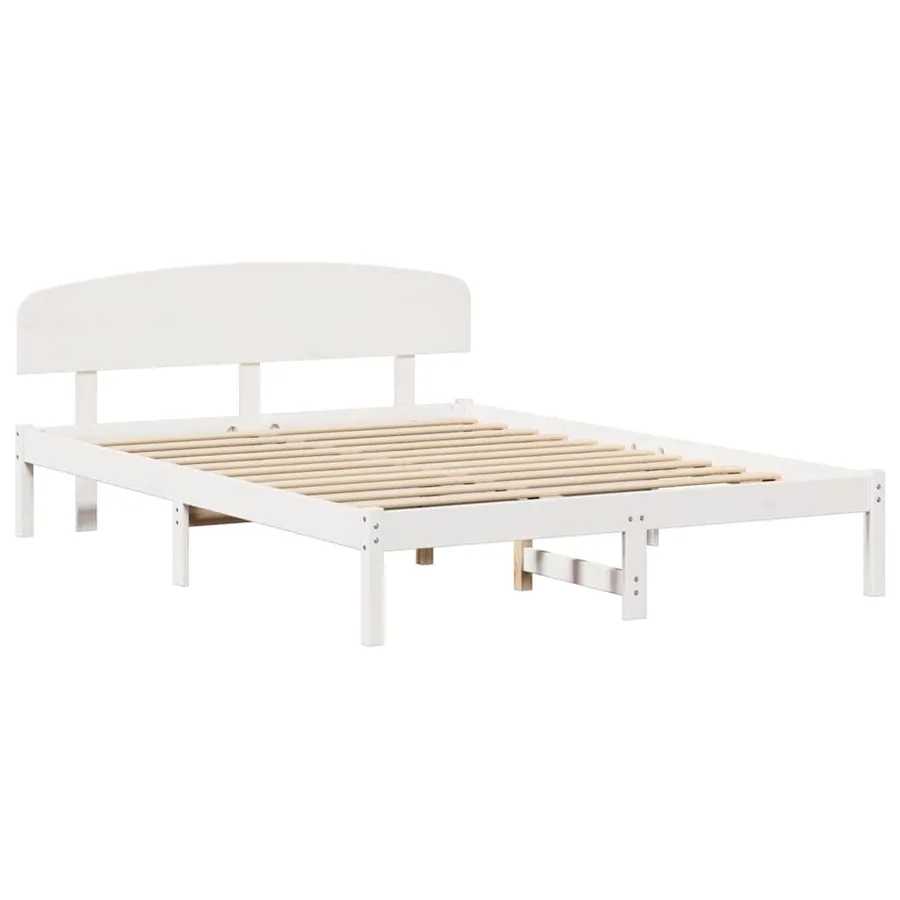Cadre de lit avec tête de lit Blanc 140 x 200 cm Pin massif - 4