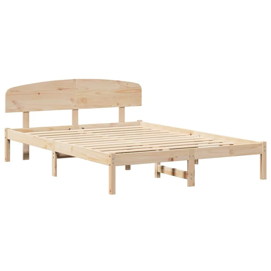 Cadre de lit avec tête de lit Naturel 160 x 200 cm Pin massif - 4