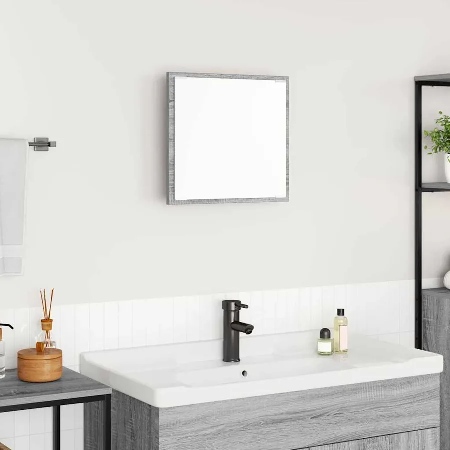 Miroir de salle de bain LED Gris Sonoma 40 x 37 x 8.5 cm