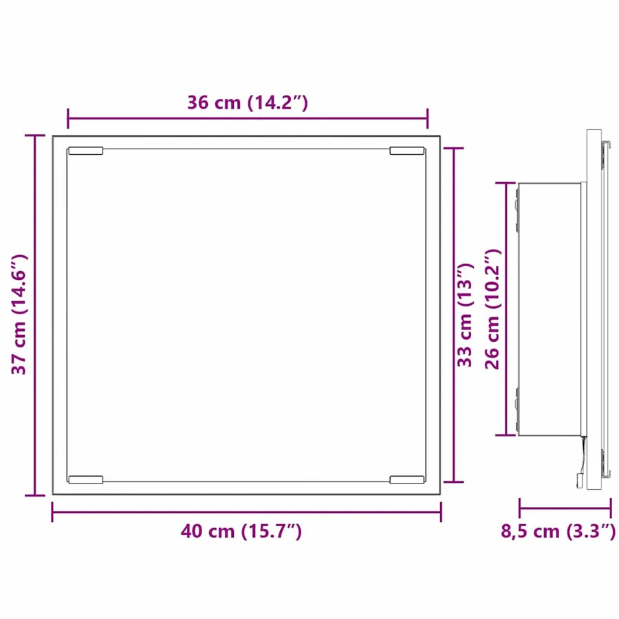 Miroir de salle de bain LED Gris Sonoma 40 x 37 x 8.5 cm - 9