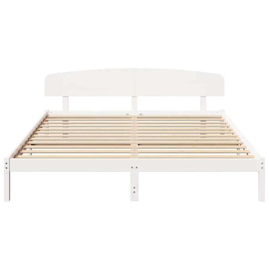 Cadre de lit avec tête de lit Blanc 180 x 200 cm Pin massif - 5