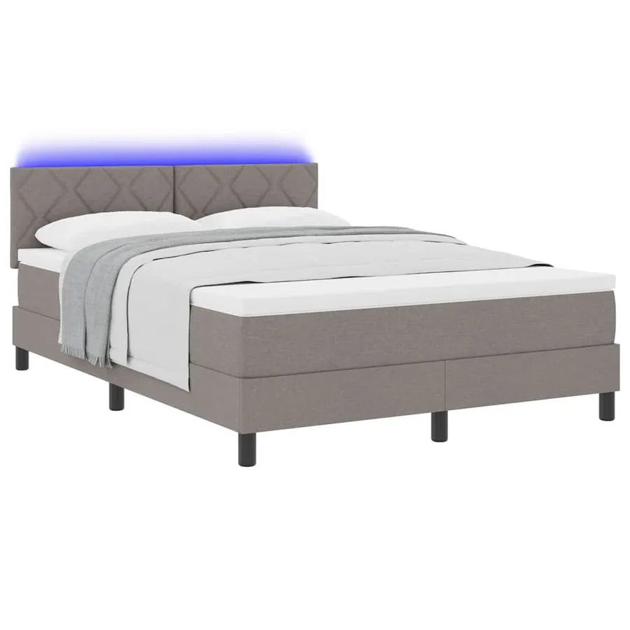 Lit à ressorts avec coussin Taupe 160 x 200 cm tissu - 3