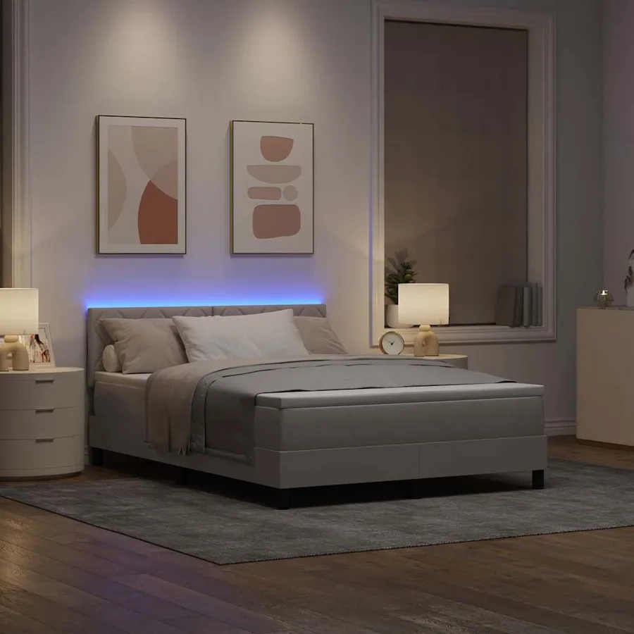 Lit à ressorts avec coussin Taupe 160 x 200 cm tissu - 5