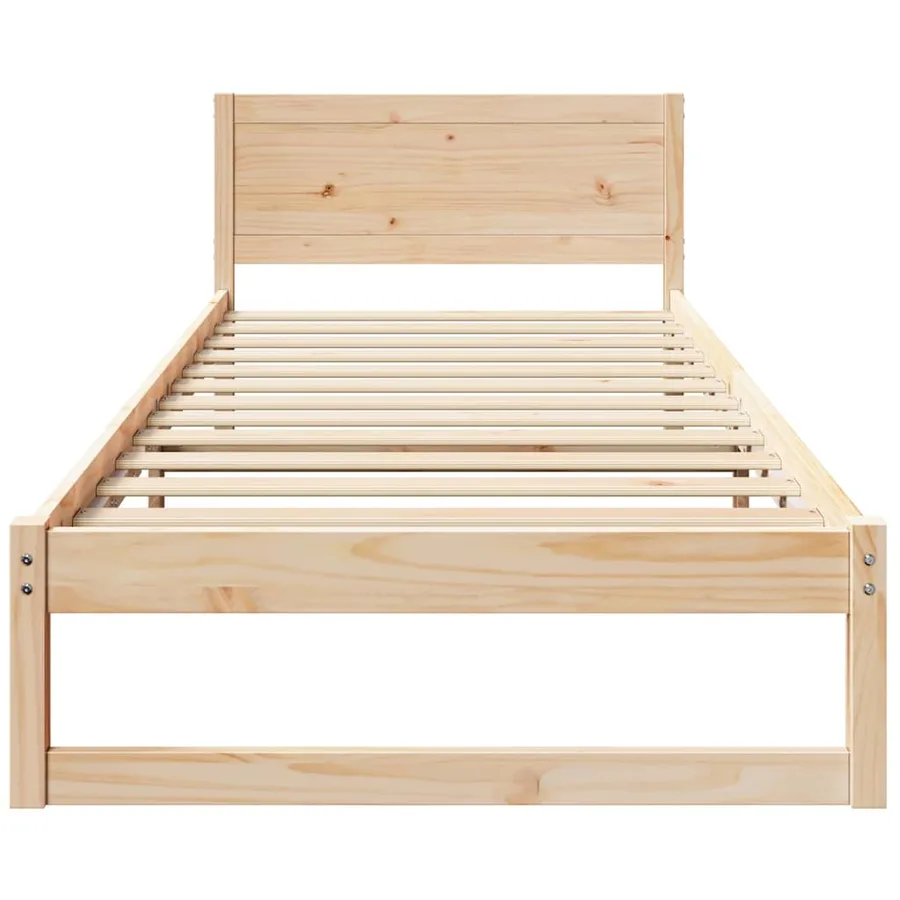 Cadre de lit avec tête de lit Naturel 75 x 190 cm Pin massif - 5