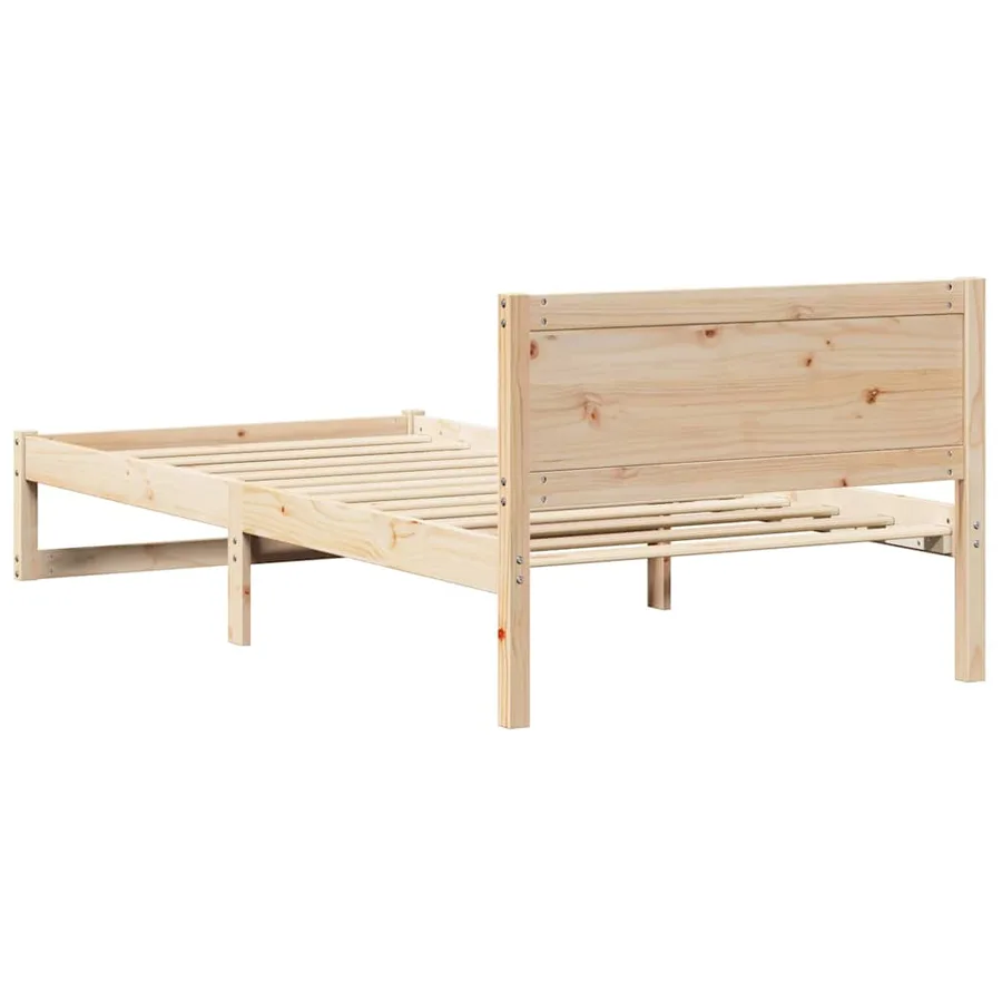 Cadre de lit avec tête de lit Naturel 75 x 190 cm Pin massif - 7