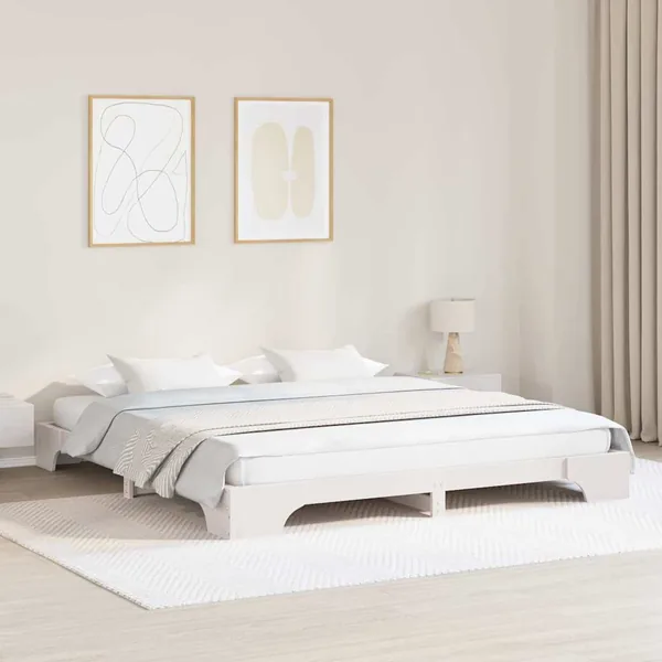 Cadre de lit Blanc 200 x 200 cm Pin massif