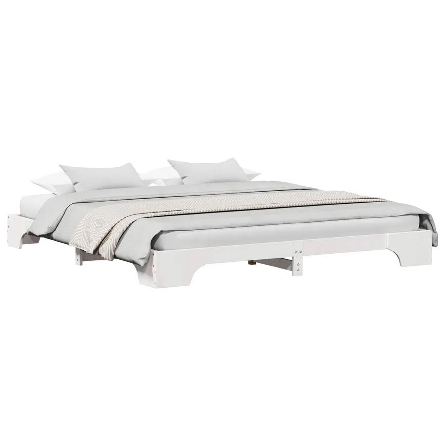 Cadre de lit Blanc 200 x 200 cm Pin massif - 2