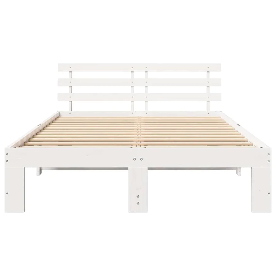 Cadre de lit avec tête de lit Blanc 140 x 190 cm Pin massif - 5