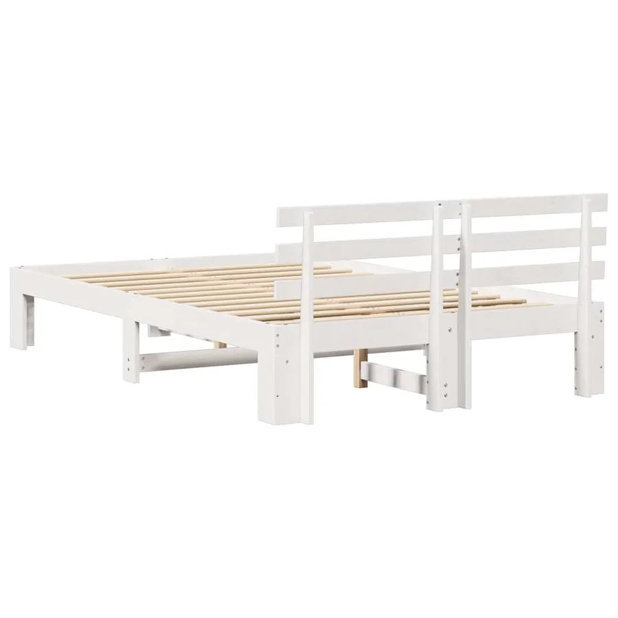 Cadre de lit avec tête de lit Blanc 140 x 190 cm Pin massif - 7