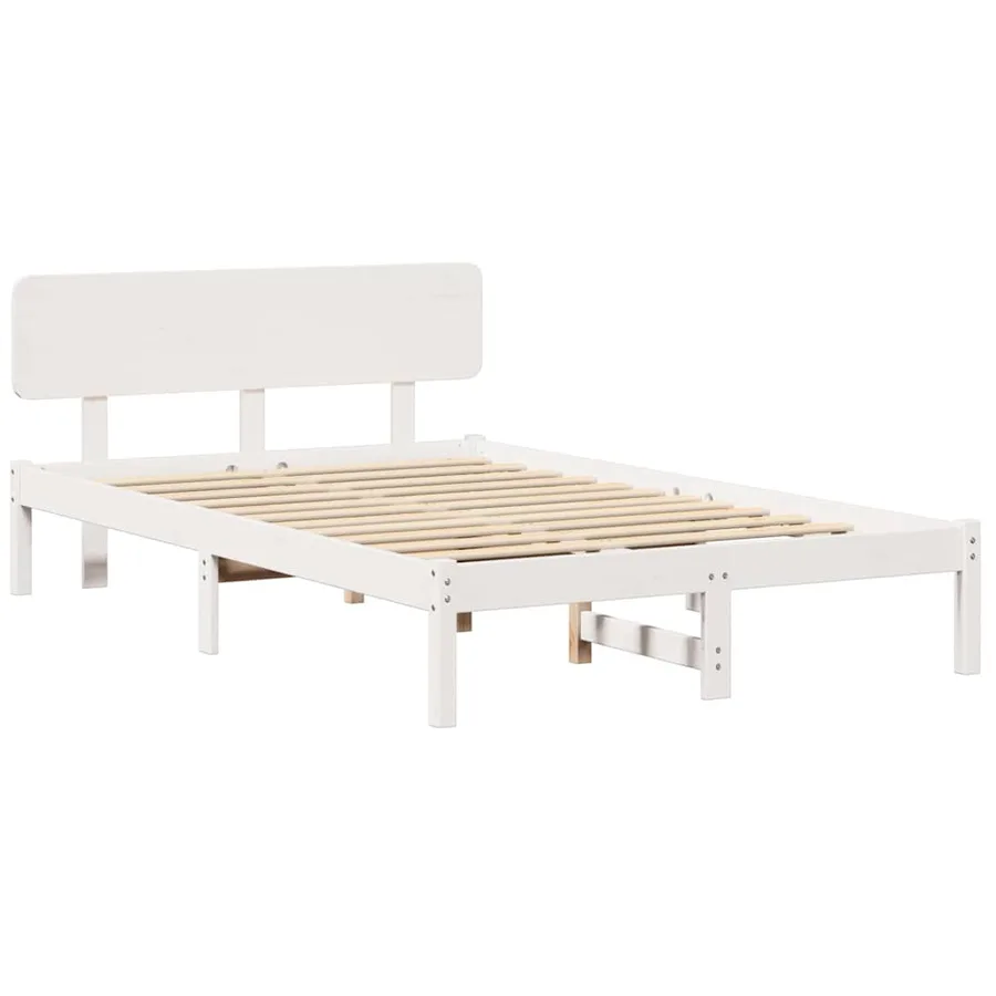 Cadre de lit avec tête de lit Blanc 140 x 190 cm Pin massif - 4