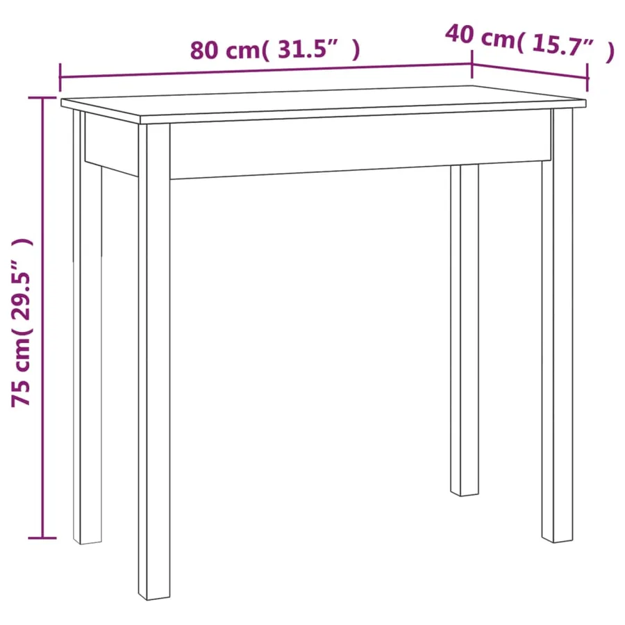 Table console Blanc 80x40x75 cm Bois massif de pin - 8