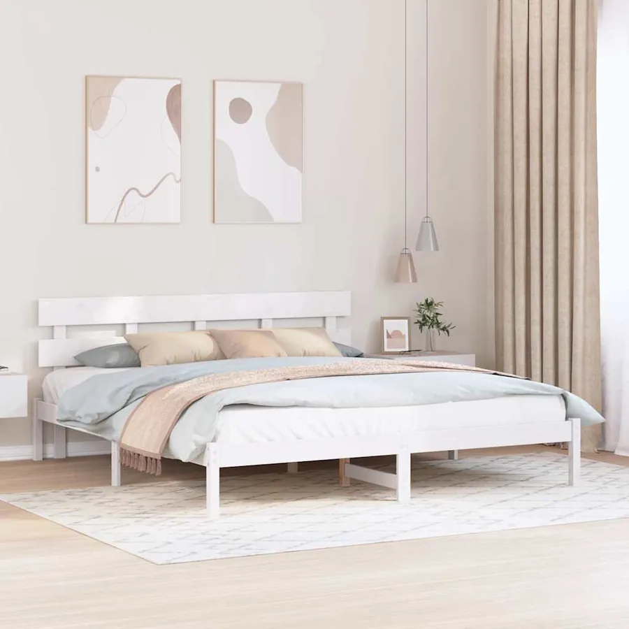 Cadre de lit Blanc 180 x 200 cm Bois de pin massif