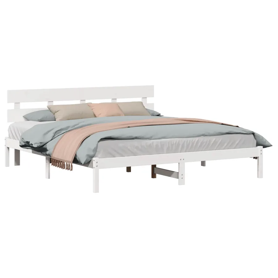 Cadre de lit Blanc 180 x 200 cm Bois de pin massif - 2