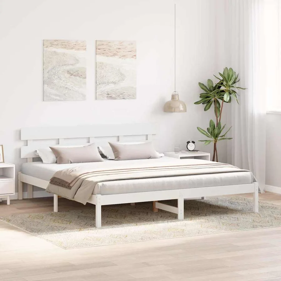Cadre de lit Blanc 180 x 200 cm Bois de pin massif - 3