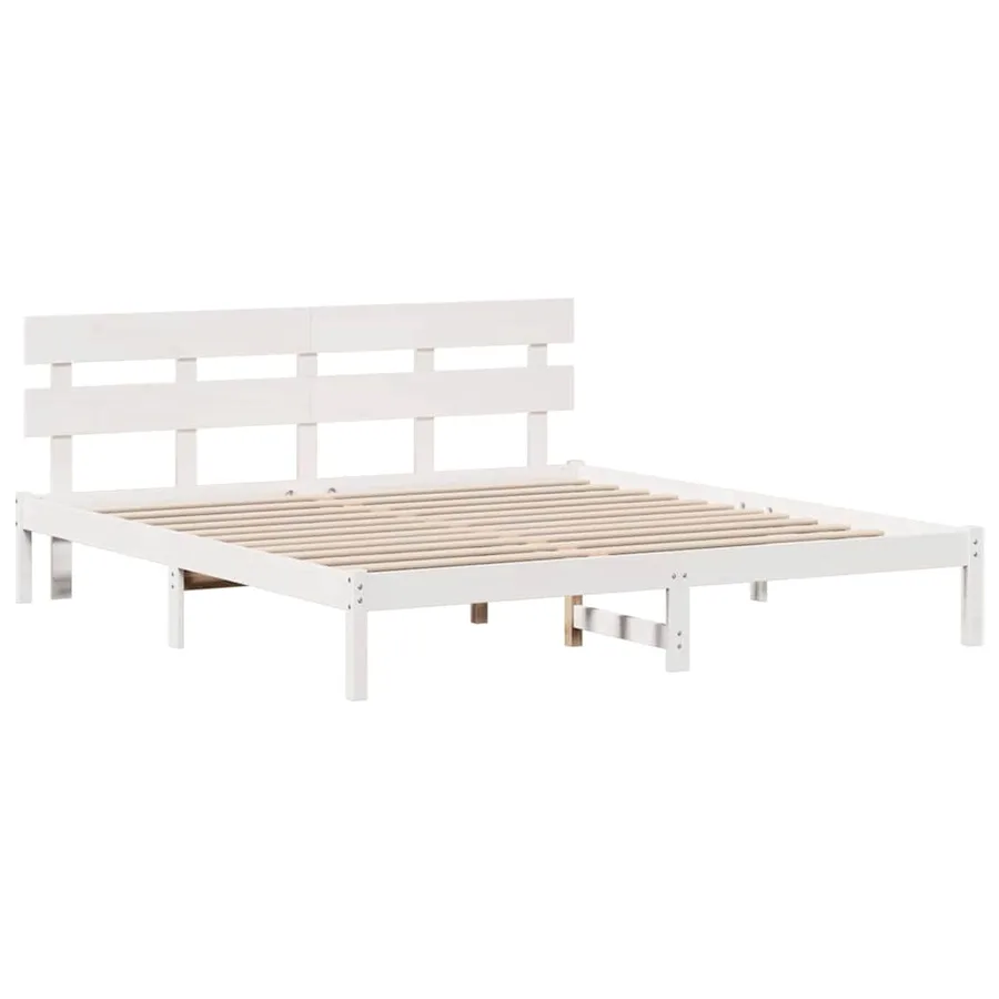 Cadre de lit Blanc 180 x 200 cm Bois de pin massif - 4