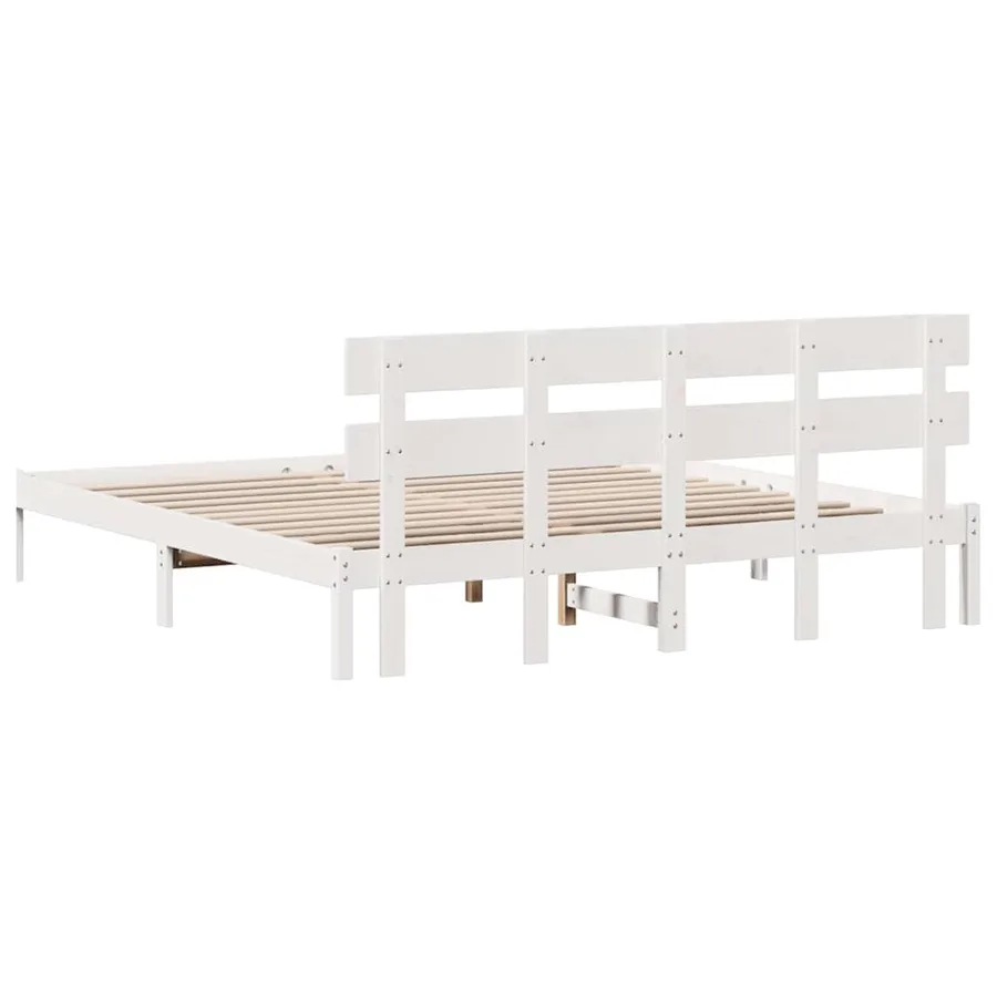 Cadre de lit Blanc 180 x 200 cm Bois de pin massif - 7