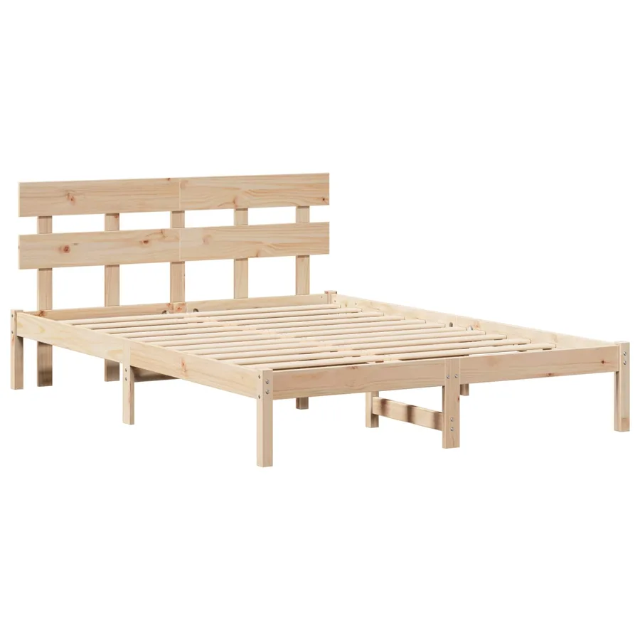 Cadre de lit Marron 150 x 200 cm Bois de pin massif - 2