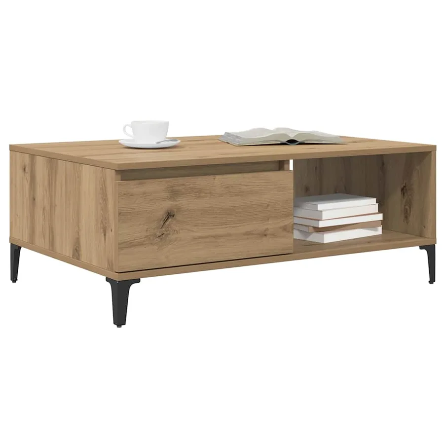 Table basse chêne artisanal 90 x 60 x 35 cm Bois d'ingénierie - 3