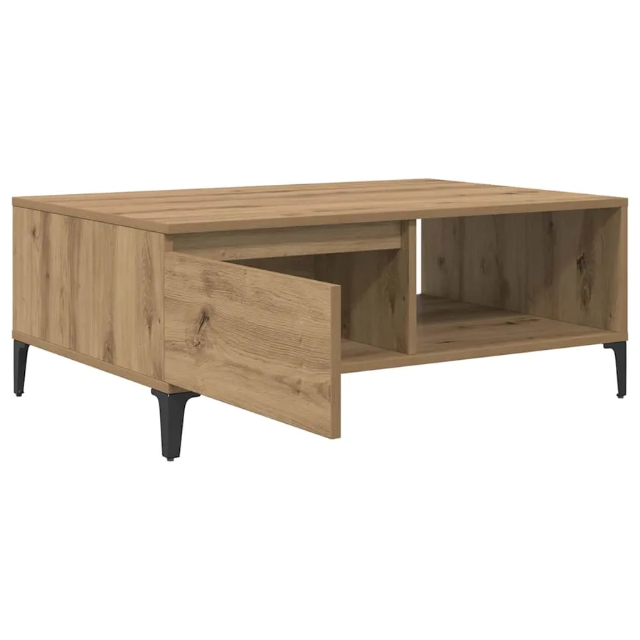 Table basse chêne artisanal 90 x 60 x 35 cm Bois d'ingénierie - 5