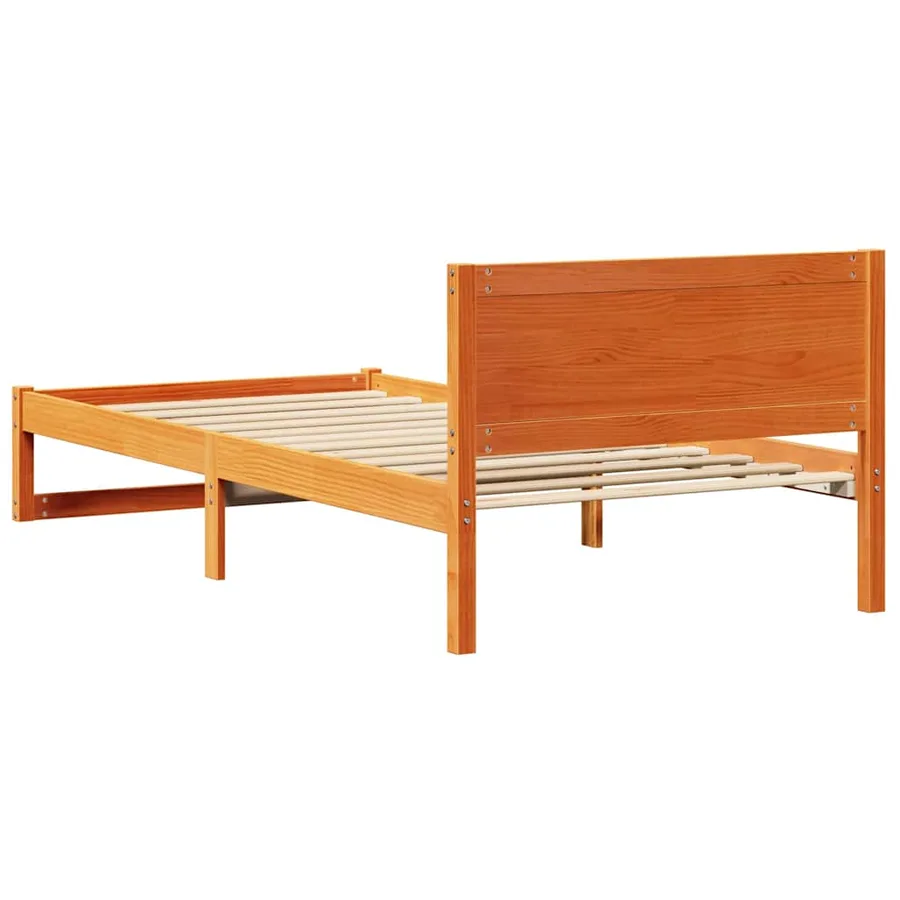 Cadre de lit avec tête de lit Brun cire 75 x 190 cm Pin massif - 7