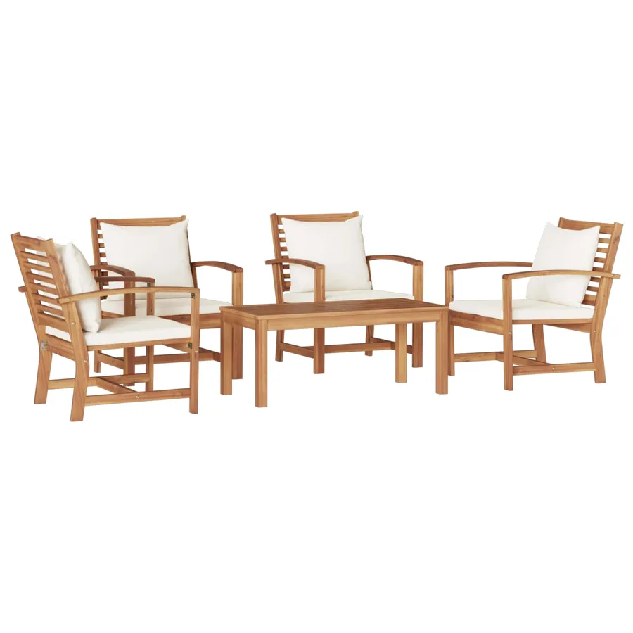 Ensemble de canapé de jardin 5 pcs Naturel Bois de teck massif - 2