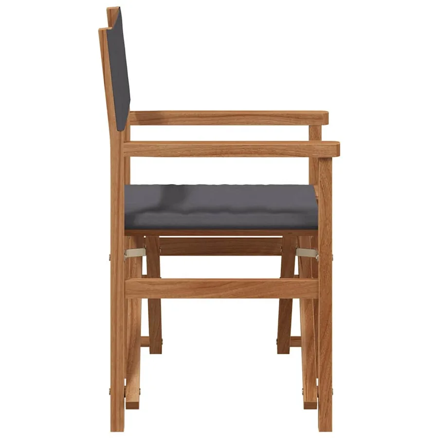 Chaise de directeur Gris Bois de teck massif - 3