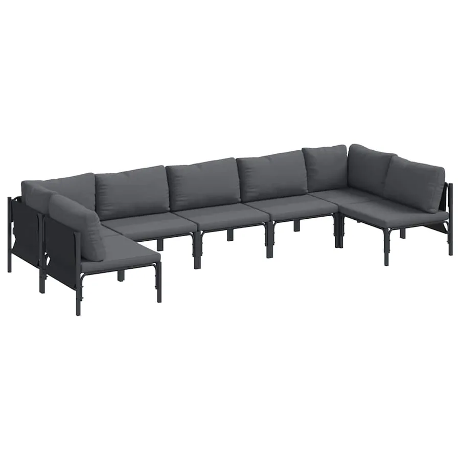 Ensemble de canapé de jardin avec coussin 7 pcs Noir Acier - 2
