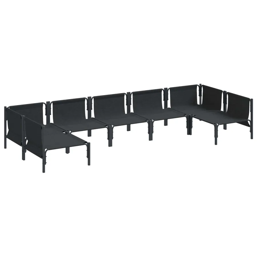 Ensemble de canapé de jardin avec coussin 7 pcs Noir Acier - 5
