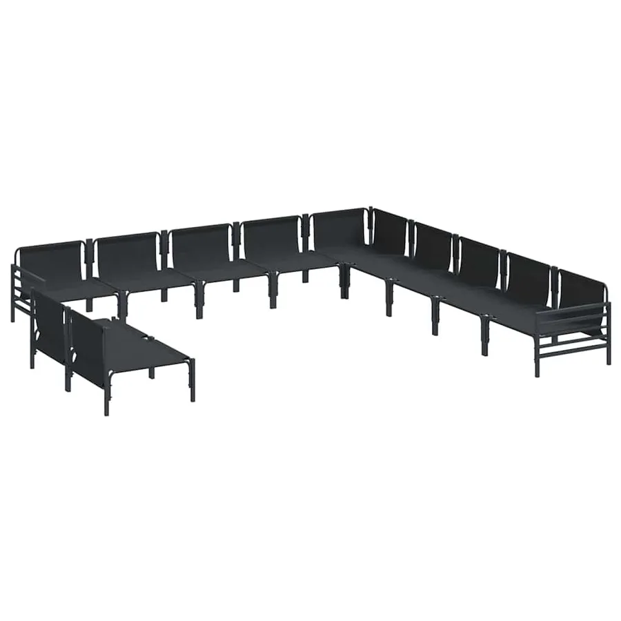 Ensemble de canapé de jardin avec coussin 11 pcs Noir Acier - 6