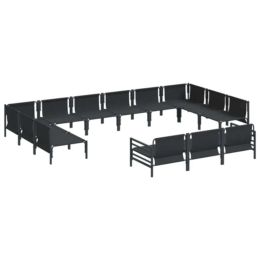 Ensemble de canapé de jardin avec coussin 13 pcs Noir Acier - 5