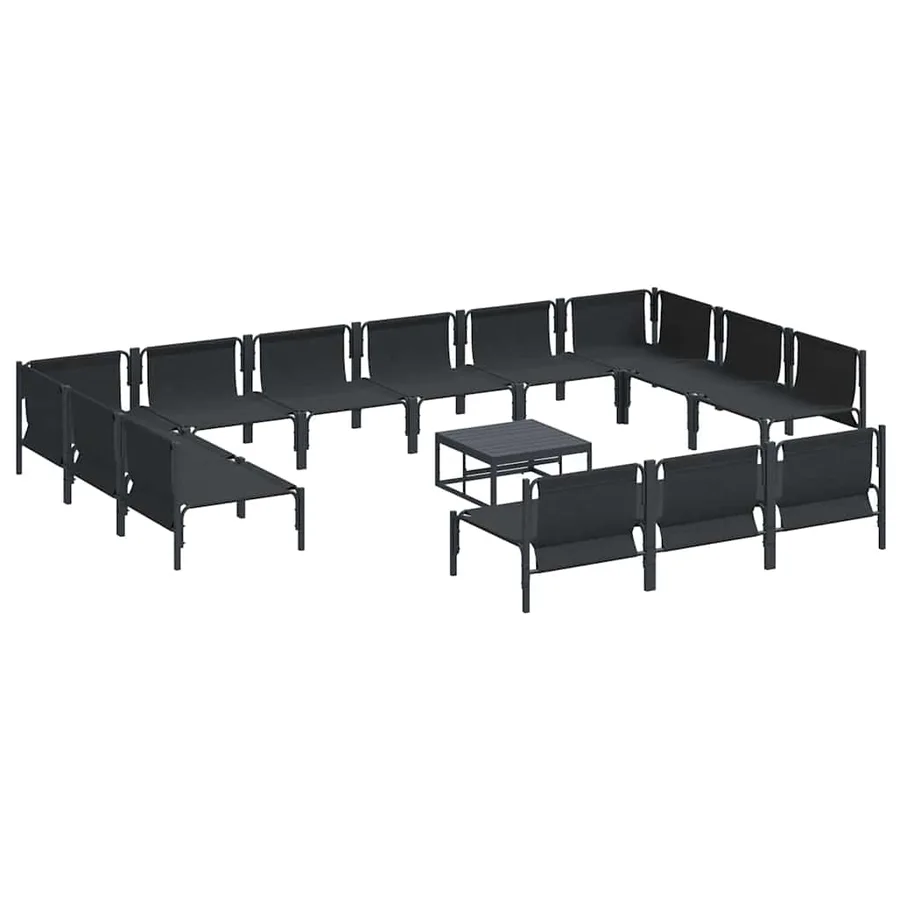 Ensemble de canapé de jardin avec coussin 14 pcs Noir Acier - 6