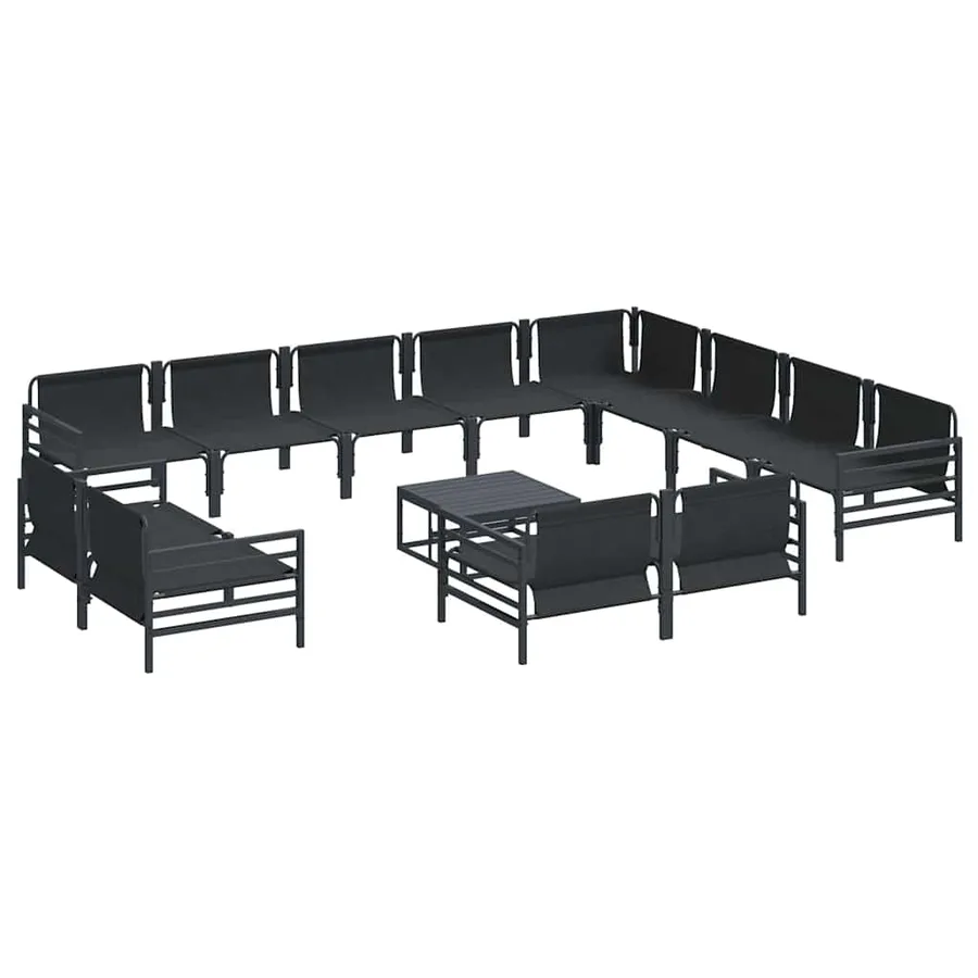 Ensemble de canapé de jardin avec coussin 13 pcs Noir Acier - 7