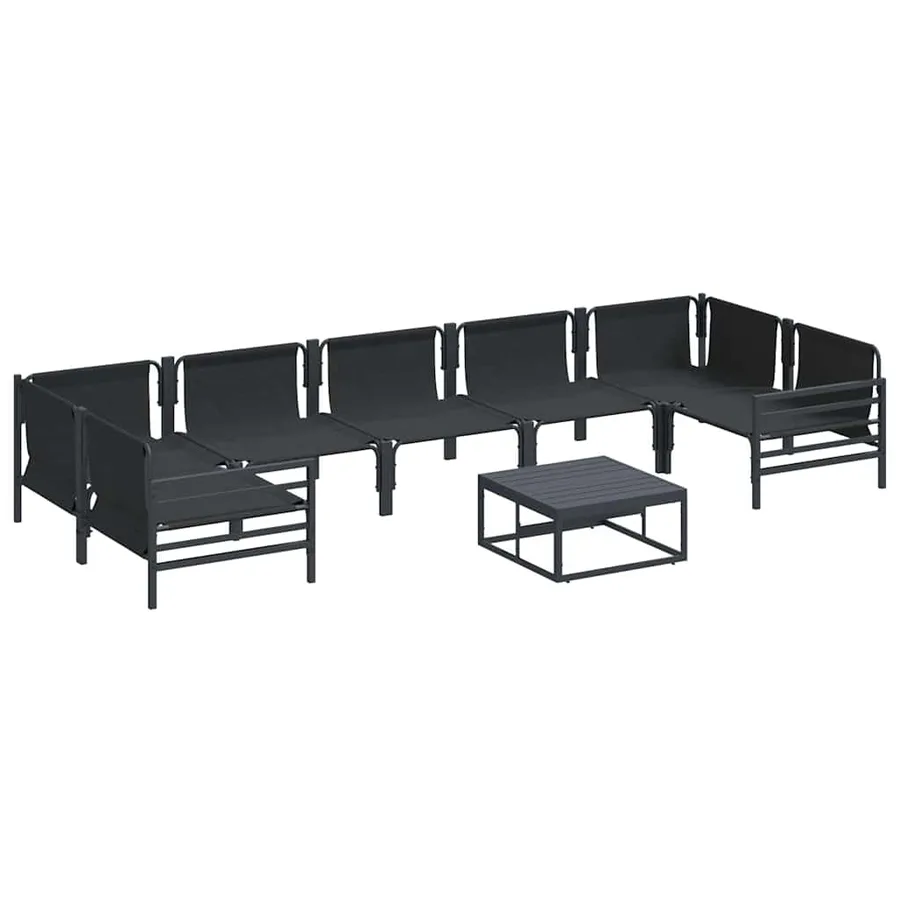 Ensemble de canapé de jardin avec coussin 8 pcs Noir Acier - 6
