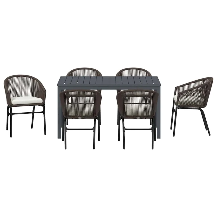 Ensemble de salle à manger pour jardin 7 pcs Marron polyrotin - 7