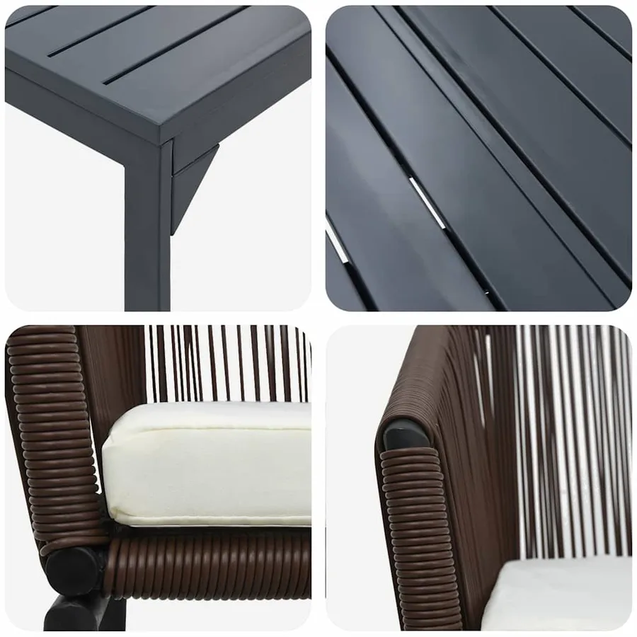 Ensemble de salle à manger pour jardin 7 pcs Marron polyrotin - 9