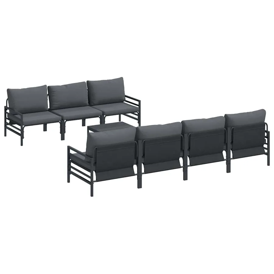 Ensemble de canapé de jardin avec coussin 8 pcs Noir Acier - 2