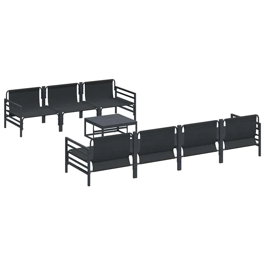 Ensemble de canapé de jardin avec coussin 8 pcs Noir Acier - 6