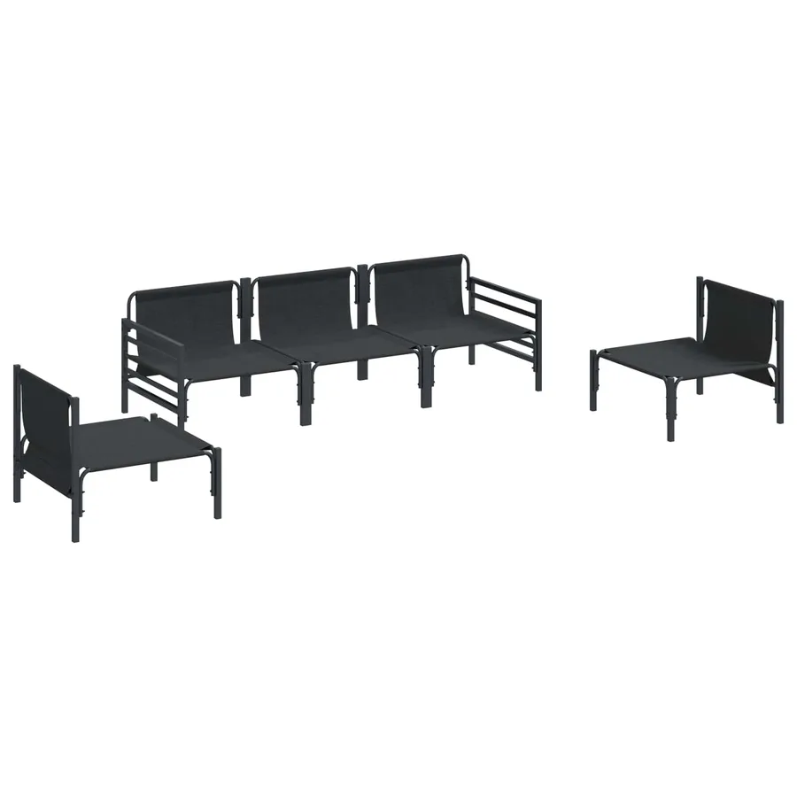 Ensemble de canapé de jardin avec coussin 5 pcs Noir Acier - 5