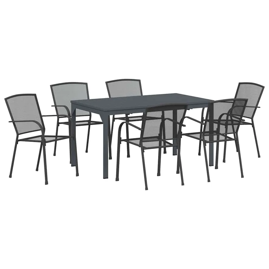 Ensemble de salle à manger pour jardin 7 pcs Anthracite - 2