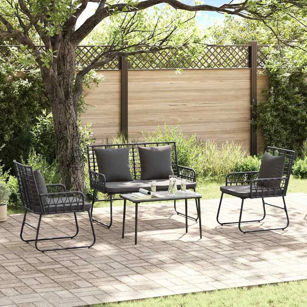 Ensemble de meubles de jardin 4 pcs Noir et anthracite