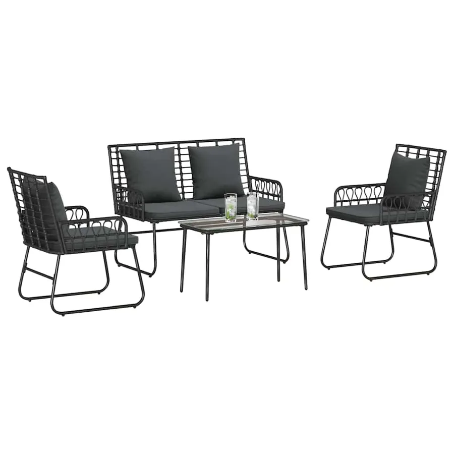 Ensemble de meubles de jardin 4 pcs Noir et anthracite - 3