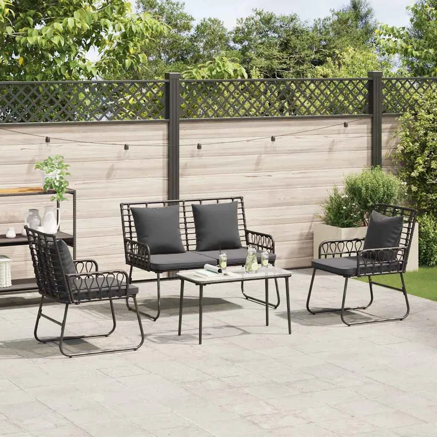 Ensemble de meubles de jardin 4 pcs Noir et anthracite - 4