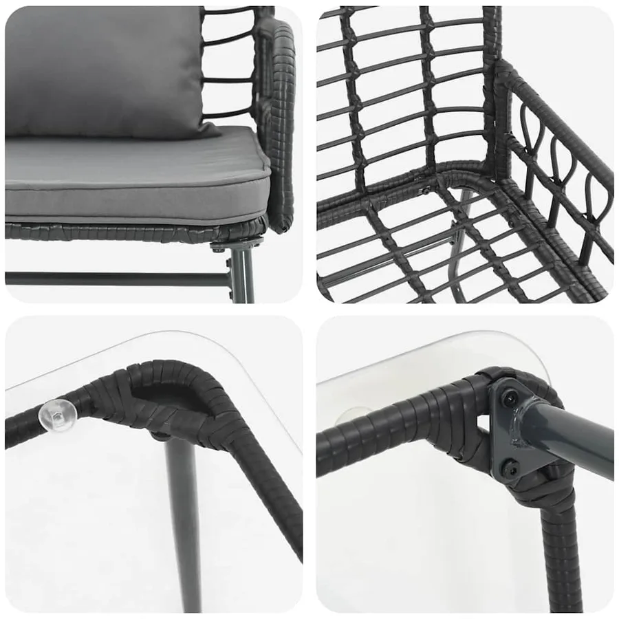 Ensemble de meubles de jardin 4 pcs Noir et anthracite - 9