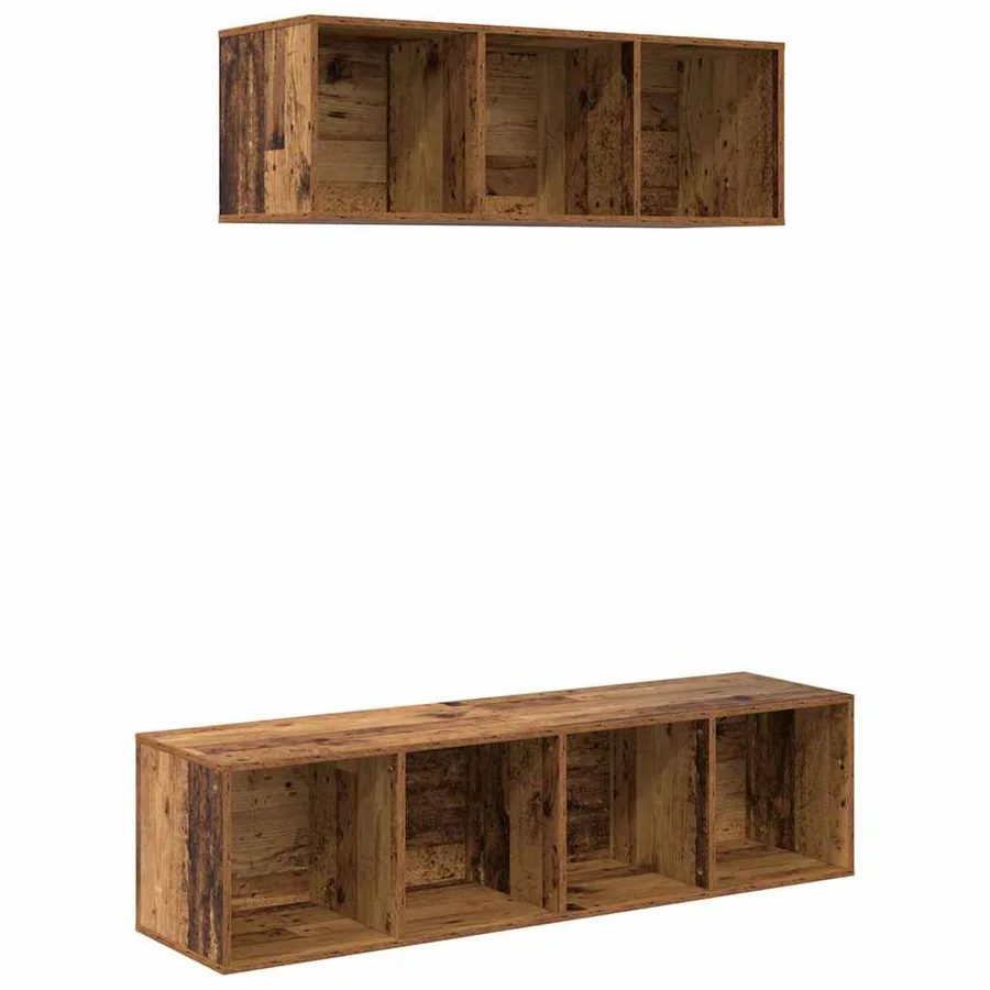 Ensemble meuble TV 2 pcs Bois Ancien Bois d'ingénierie - 2