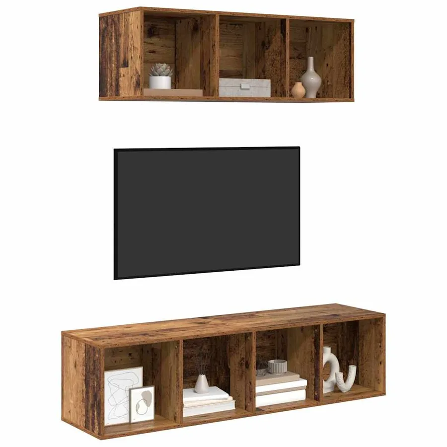 Ensemble meuble TV 2 pcs Bois Ancien Bois d'ingénierie - 3